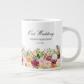 Elegant Monogram Watercolor Rose Flower Bridesmaid Grote Koffiekop (Rechts)