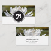 Elegant monogram waterlelie bloemist wit grijs visitekaartje (Voorkant / Achterkant)