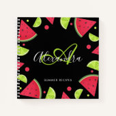 Elegant Monogram Watermelon Green Lemon Recipe not Notitieboek (Voorkant)