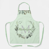 Elegant Monogram Waterverf Botanisch Schort (Voorkant)