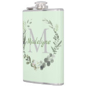 Elegant Monogram Waterverf Botanische krans Heupfles (Links)