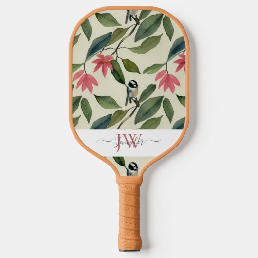 Elegant Monogram Waterverf Floral Pickleball Paddle (Voorkant)