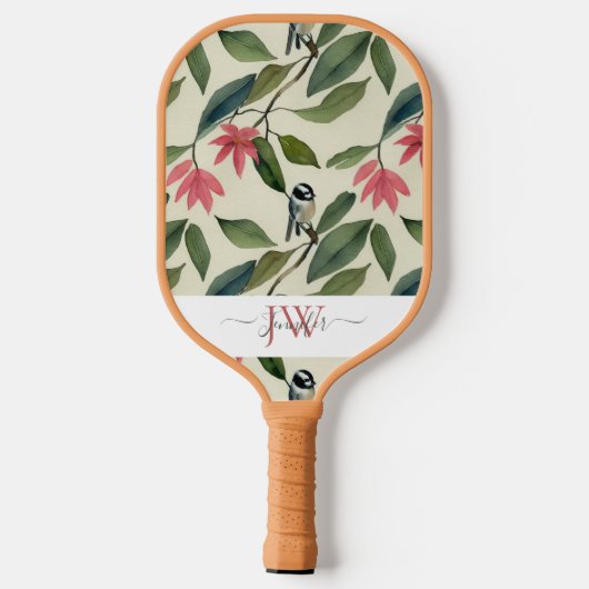 Elegant Monogram Waterverf Floral Pickleball Paddle (Achterkant)