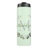 Elegant Monogram Waterverf Foilage Thermosbeker (Voorkant)
