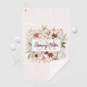Elegant Monogram Waterverf Herfst Wilde Bloem Bloe Golfhanddoek (Insitu)