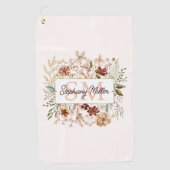 Elegant Monogram Waterverf Herfst Wilde Bloem Bloe Golfhanddoek (Voorkant)