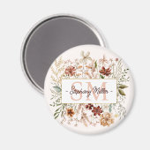 Elegant Monogram Waterverf Herfst Wilde Bloem Bloe Magneet (Voorkant / Achterkant)