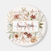 Elegant Monogram Waterverf Herfst Wilde Bloem Bloe Magneet (Voorkant)