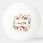 Elegant Monogram Waterverf Herfst Wilde Bloem Bloe Pingpongbal (Voorkant)