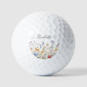 Elegant Monogram Waterverf Kleurrijke Wilde Bloem Golfballen (Voorkant)