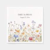 Elegant Monogram Waterverf Kleurrijke Wildflower Servet (Voorkant)