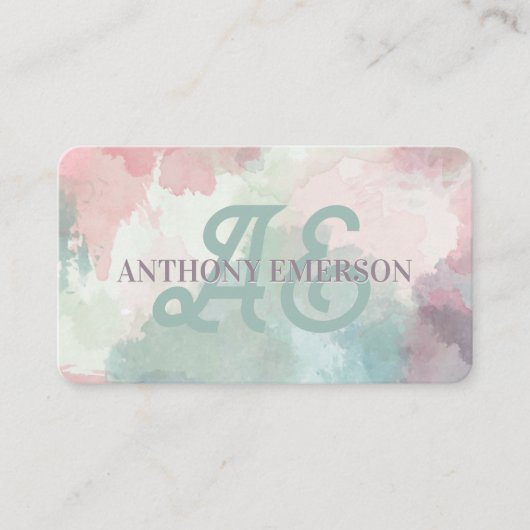 Elegant monogram | Waterverf Lagen Visitekaartje (Voorkant)