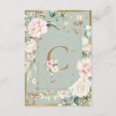 Elegant Monogram Waterverf Letter C Roze Roses Bedankkaart (Voorkant)