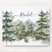 Elegant Monogram Waterverf Pine Forest Mountain Muismat (Voorkant)