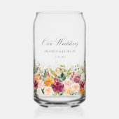 Elegant Monogram Waterverf Roos Bloem Bruidsmeisje Blikvorm Glas (Achterkant)