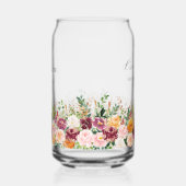 Elegant Monogram Waterverf Roos Bloem Bruidsmeisje Blikvorm Glas (Links)