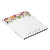 Elegant Monogram Waterverf Roos Bloementuin Notitieblok (Schuin)