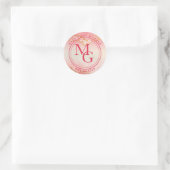 Elegant Monogram Waterverf Roze Rood Ombre Ronde Sticker (Tas)