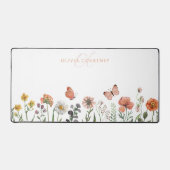 Elegant Monogram Waterverf Wilde bloem Floral Bureaumat (Voorkant)