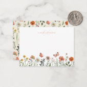 Elegant Monogram Waterverf Wilde bloem Floral Notitiekaartje (Voorkant / Achterkant in situ)