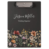 Elegant Monogram  Waterverf Wildflower Klembord (Voorkant)