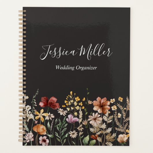 Elegant Monogram  Waterverf Wildflower Planner (Voorkant)