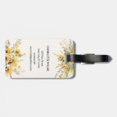 Elegant Monogram Waterverf Zonnebloem Boeket Bagagelabel (Achterkant horizontaal)