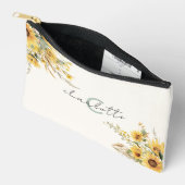 Elegant Monogram Waterverf Zonnebloem Boeket Etui (Open)