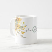 Elegant Monogram Waterverf Zonnebloem Boeket Koffiemok (Voorkant links)