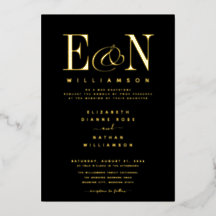 Elegant Monogram Weddenschap Black Gold