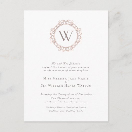 Elegant Monogram Weddenschap Briefkaart (Voorkant)