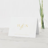 Elegant Monogram Weddenschap Hartelijk dank Gold F Folie Wenskaart (Voorkant)