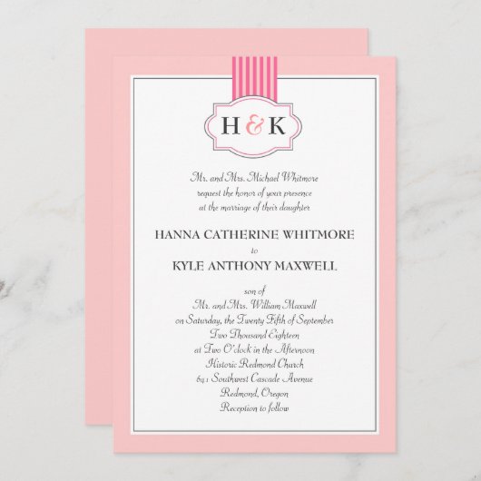 Elegant Monogram Weddenschap Kaart (Voorkant / Achterkant)