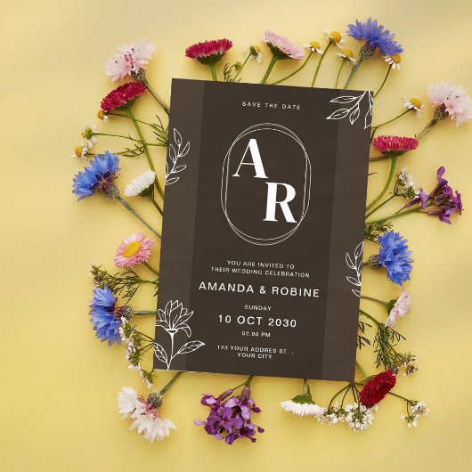 Elegant Monogram Weddenschap Kaart