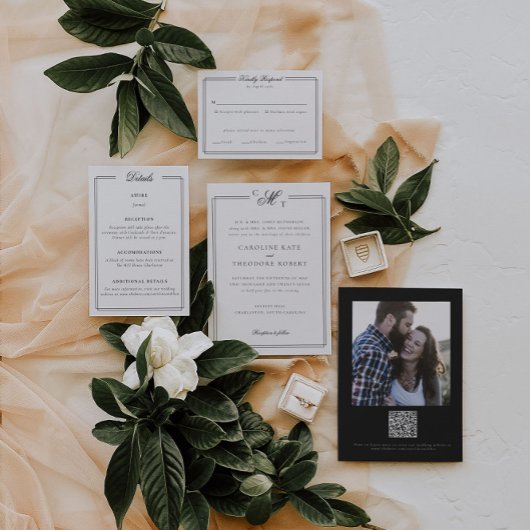 Elegant Monogram Weddenschap Kaart