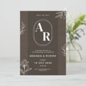 Elegant Monogram Weddenschap Kaart (Staand voorkant)