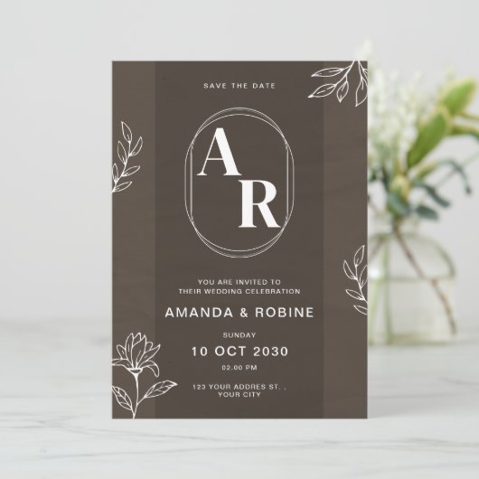 Elegant Monogram Weddenschap Kaart (Staand voorkant)