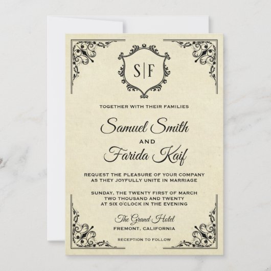 Elegant   Monogram Weddenschap Kaart (Voorkant)