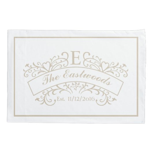 Elegant Monogram Weddenschap Kussenslopen (Achterkant-Links)