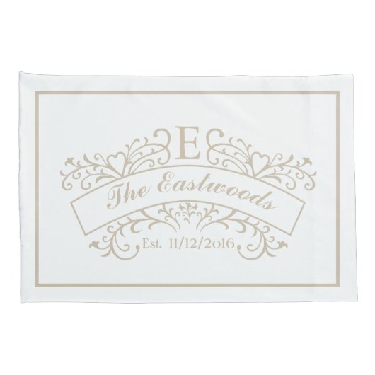 Elegant Monogram Weddenschap Kussenslopen (Achterkant-Rechts)
