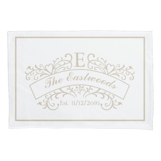 Elegant Monogram Weddenschap Kussenslopen (Voorkant-Links)