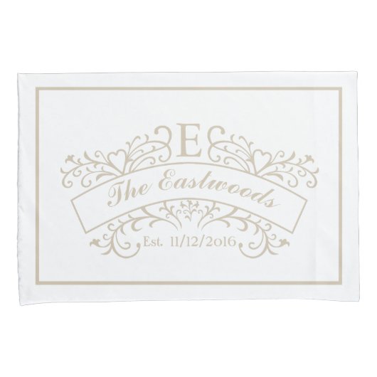 Elegant Monogram Weddenschap Kussenslopen (Voorkant-Rechts)