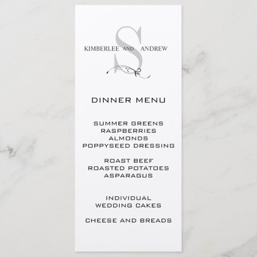 Elegant Monogram Weddenschap-menukaart Cream Paper Menu (Voorkant)