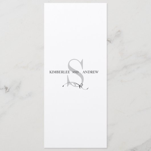 Elegant Monogram Weddenschap-menukaart Cream Paper Menu (Achterkant)