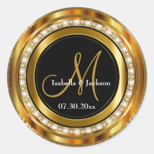 Elegant Monogram Weddenschap of Jubileum Design Ronde Sticker