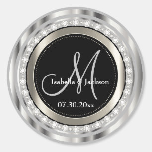 Elegant Monogram Weddenschap of Jubileum Design Ronde Sticker