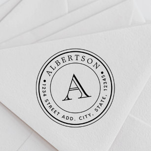 Elegant Monogram Weddenschap Terugkeer Ronde Rubberstempel