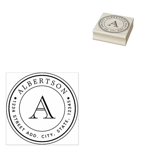 Elegant Monogram Weddenschap Terugkeer Ronde Rubberstempel (Gestempeld)