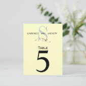 Elegant Monogram Weddenschappen Tafel Aantal Kaart (Staand voorkant)