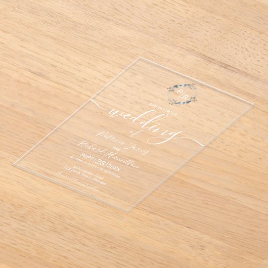 Elegant Monogram Wedding Acryl Uitnodigingen (Laagn)